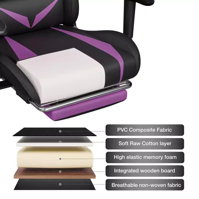 Fauteuil de massage relaxant, chaise gaming, fauteuil de bureau/ordinateur ergonomique avec haut-parleur Bluetooth et éclairage RGB
