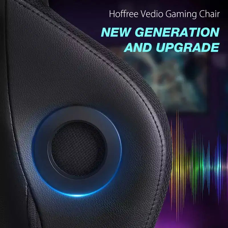 Fauteuil de massage relaxant, chaise gaming, fauteuil de bureau/ordinateur ergonomique avec haut-parleur Bluetooth et éclairage RGB