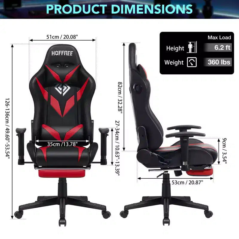 Fauteuil de massage relaxant, chaise gaming, fauteuil de bureau/ordinateur ergonomique avec haut-parleur Bluetooth et éclairage RGB