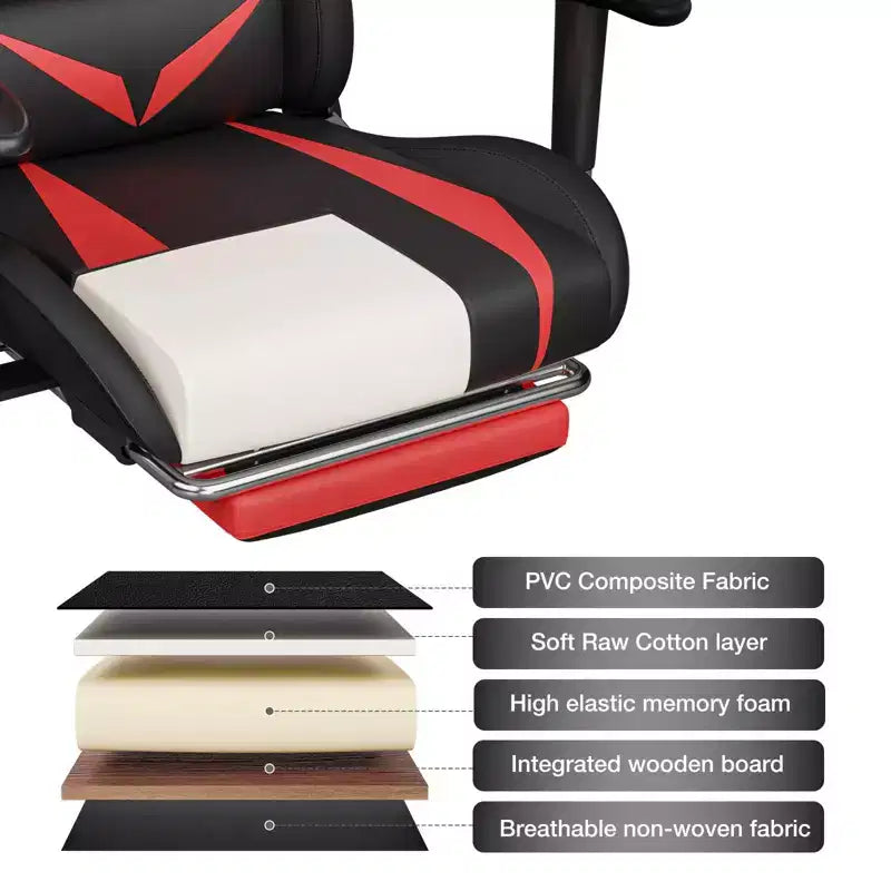 Fauteuil de massage relaxant, chaise gaming, fauteuil de bureau/ordinateur ergonomique avec haut-parleur Bluetooth et éclairage RGB