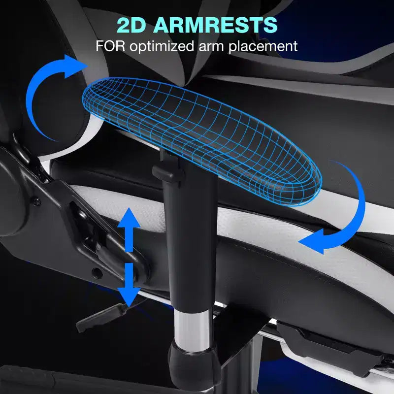 Fauteuil de massage relaxant, chaise gaming, fauteuil de bureau/ordinateur ergonomique avec haut-parleur Bluetooth et éclairage RGB