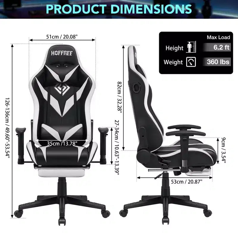 Fauteuil de massage relaxant, chaise gaming, fauteuil de bureau/ordinateur ergonomique avec haut-parleur Bluetooth et éclairage RGB