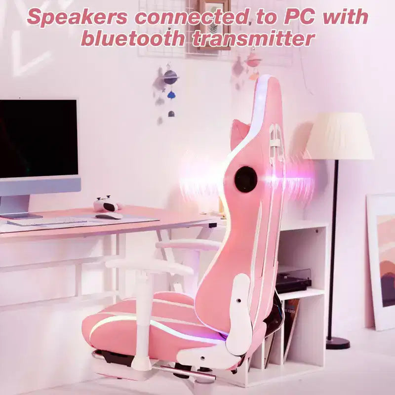 Fauteuil de massage relaxant, chaise gaming, fauteuil de bureau/ordinateur ergonomique avec haut-parleur Bluetooth et éclairage RGB