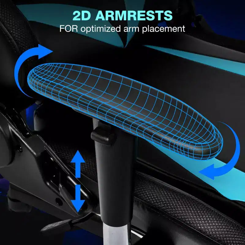 Fauteuil de massage relaxant, chaise gaming, fauteuil de bureau/ordinateur ergonomique avec haut-parleur Bluetooth et éclairage RGB