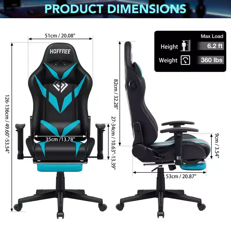 Fauteuil de massage relaxant, chaise gaming, fauteuil de bureau/ordinateur ergonomique avec haut-parleur Bluetooth et éclairage RGB
