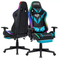 Hoffree Massage Reclining Gaming Chair Ergonomic Office PC Chair with Bluetooth Speaker &amp; RGB Light