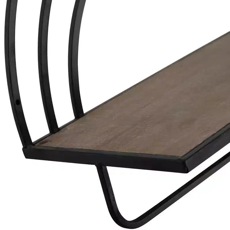 Étagère murale style arc-en-ciel - Organisateur de rangement suspendu moderne en bois et cadre métallique - Tailles 20" et 16"