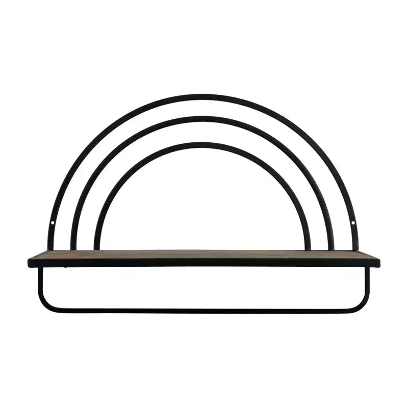 Étagère murale style arc-en-ciel - Organisateur de rangement suspendu moderne en bois et cadre métallique - Tailles 20" et 16"