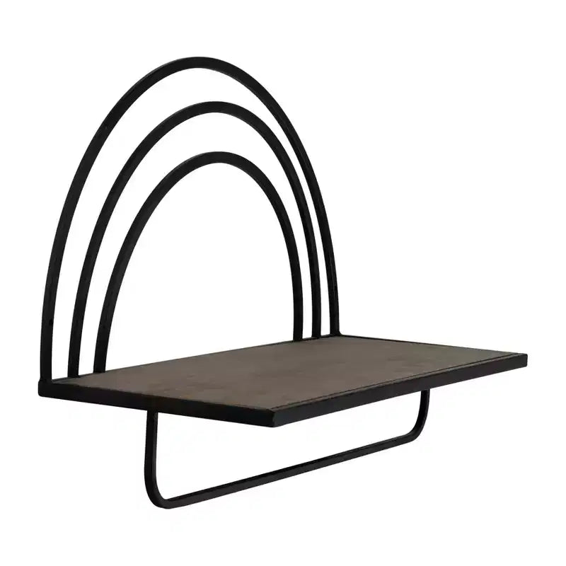 Étagère murale style arc-en-ciel - Organisateur de rangement suspendu moderne en bois et cadre métallique - Tailles 20" et 16"