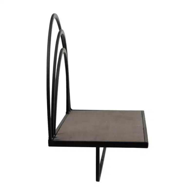 Étagère murale style arc-en-ciel - Organisateur de rangement suspendu moderne en bois et cadre métallique - Tailles 20" et 16"