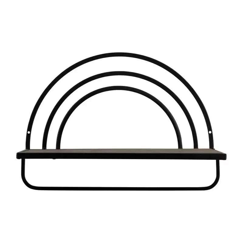 Étagère murale style arc-en-ciel - Organisateur de rangement suspendu moderne en bois et cadre métallique - Tailles 20" et 16"