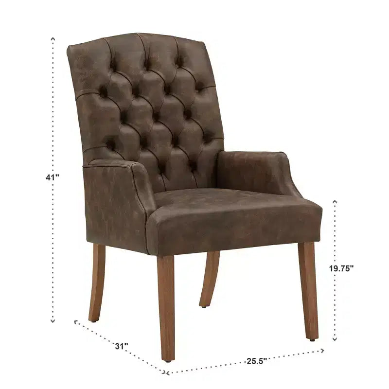 Chaise de salle à manger capitonnée, finition naturelle légèrement vieillie