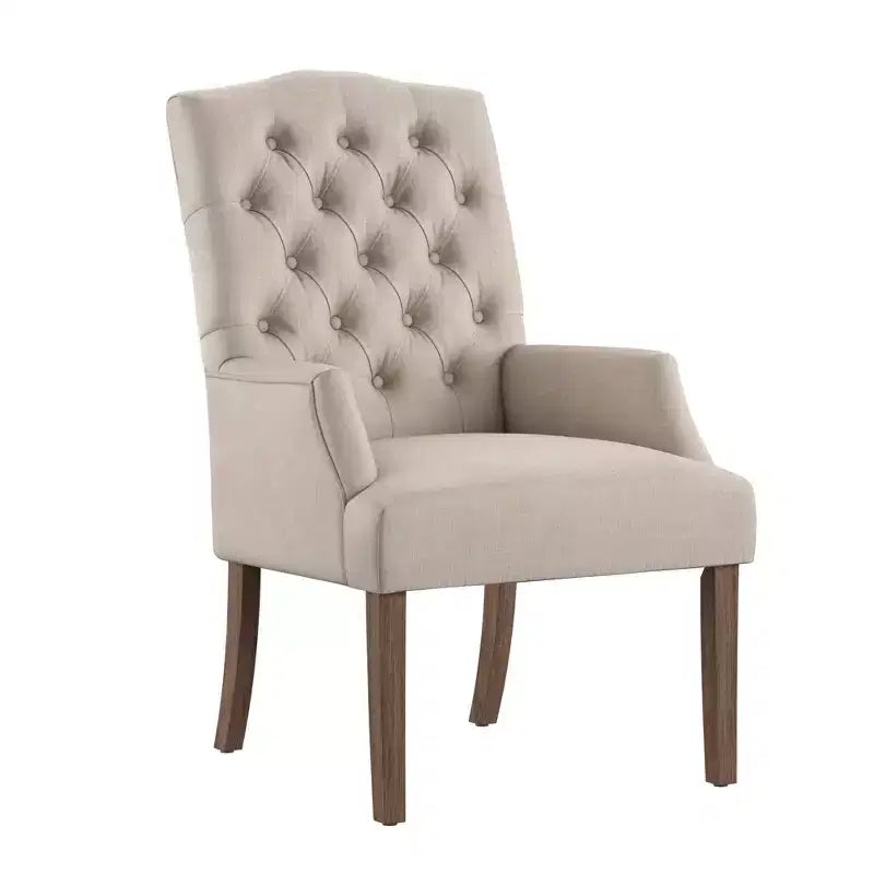 Chaise de salle à manger capitonnée, finition naturelle légèrement vieillie