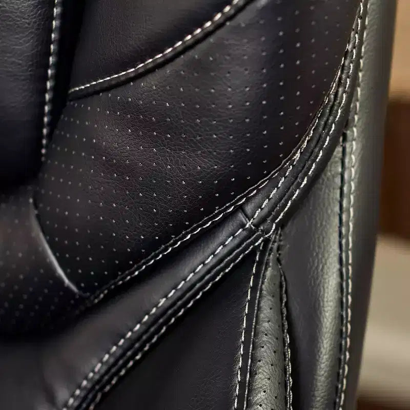 Chaise de bureau de direction en cuir reconstitué noir – Mousse haute densité, accoudoirs fixes, cadre en bois
