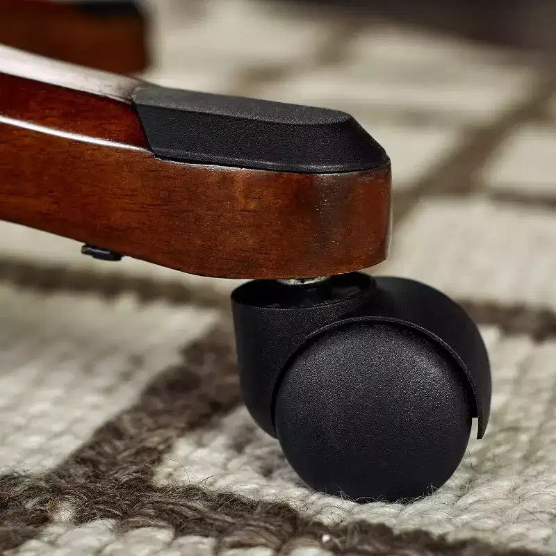 Chaise de bureau de direction en cuir reconstitué noir – Mousse haute densité, accoudoirs fixes, cadre en bois