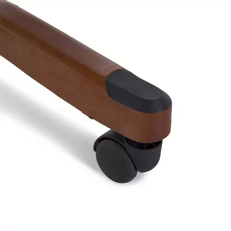 Chaise de bureau de direction en cuir reconstitué noir – Mousse haute densité, accoudoirs fixes, cadre en bois